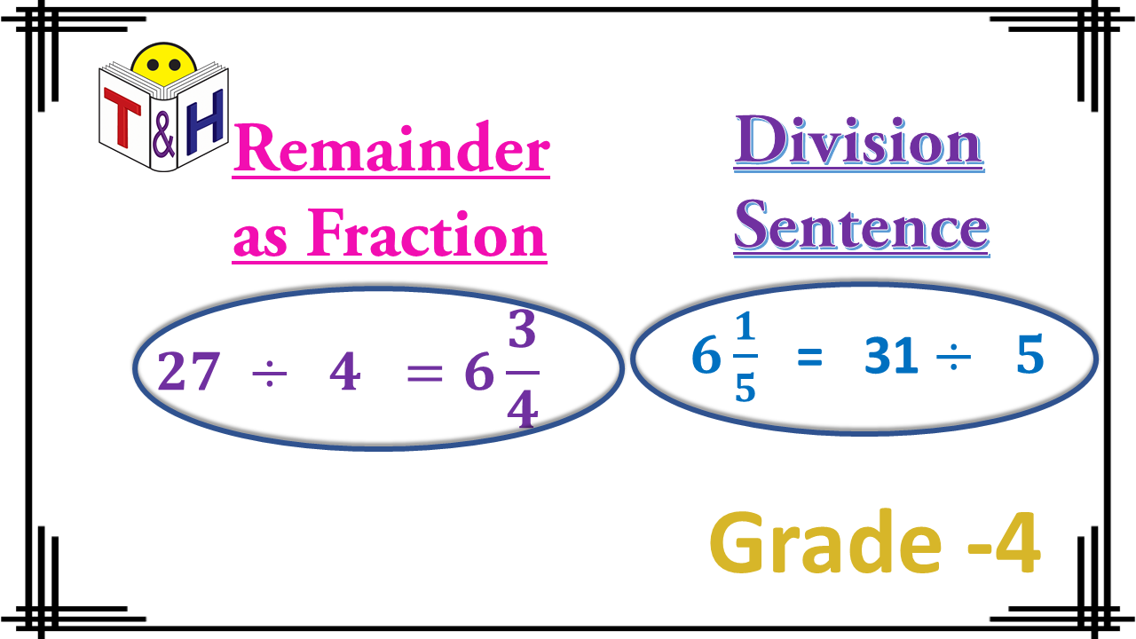 Remainder as Fraction and Fraction to Division Sentence 